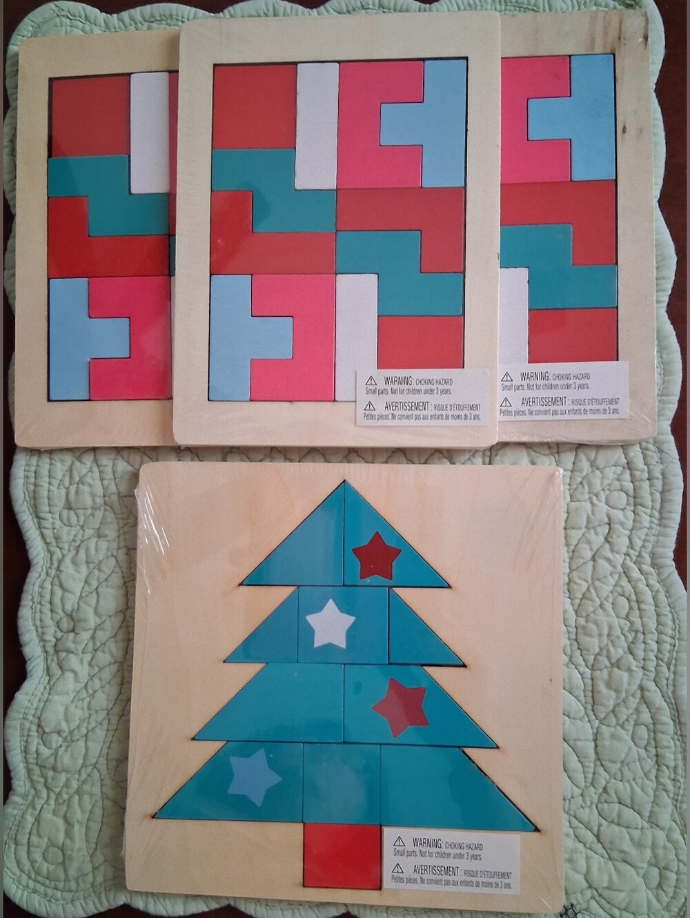 4 Wooden Children's Brain Teaser Puzzles NIP